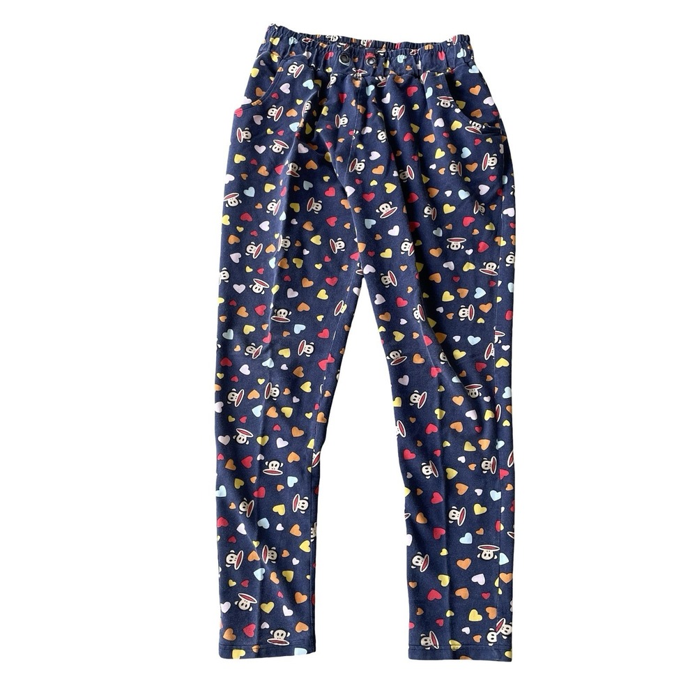 Paul Frank Pajama Pants Womens L Vtg Y2k Monkey Blue AOP‎ Hearts Lounge Pockets